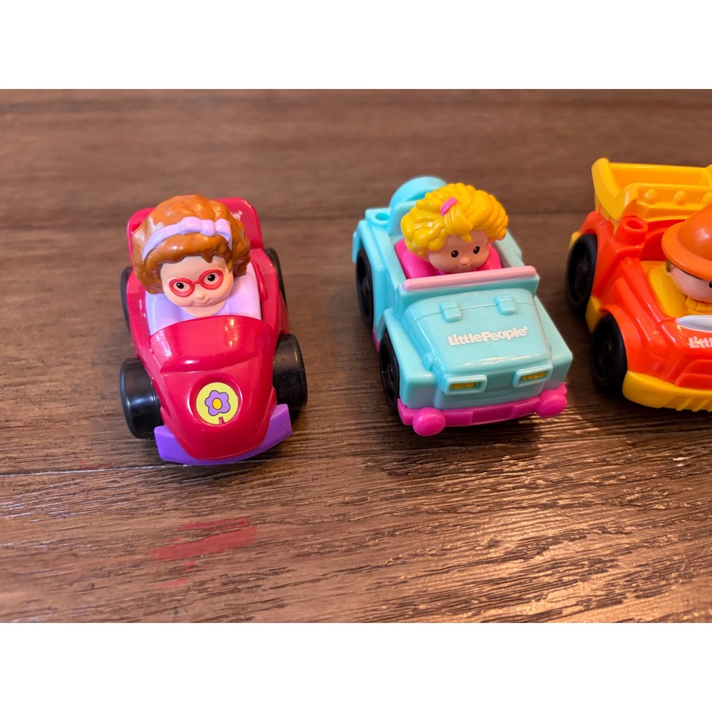 Fisher Price Little People Wheelies Unisex OS Toy Car Lot Construction Pink Teal - Picture 4 of 8